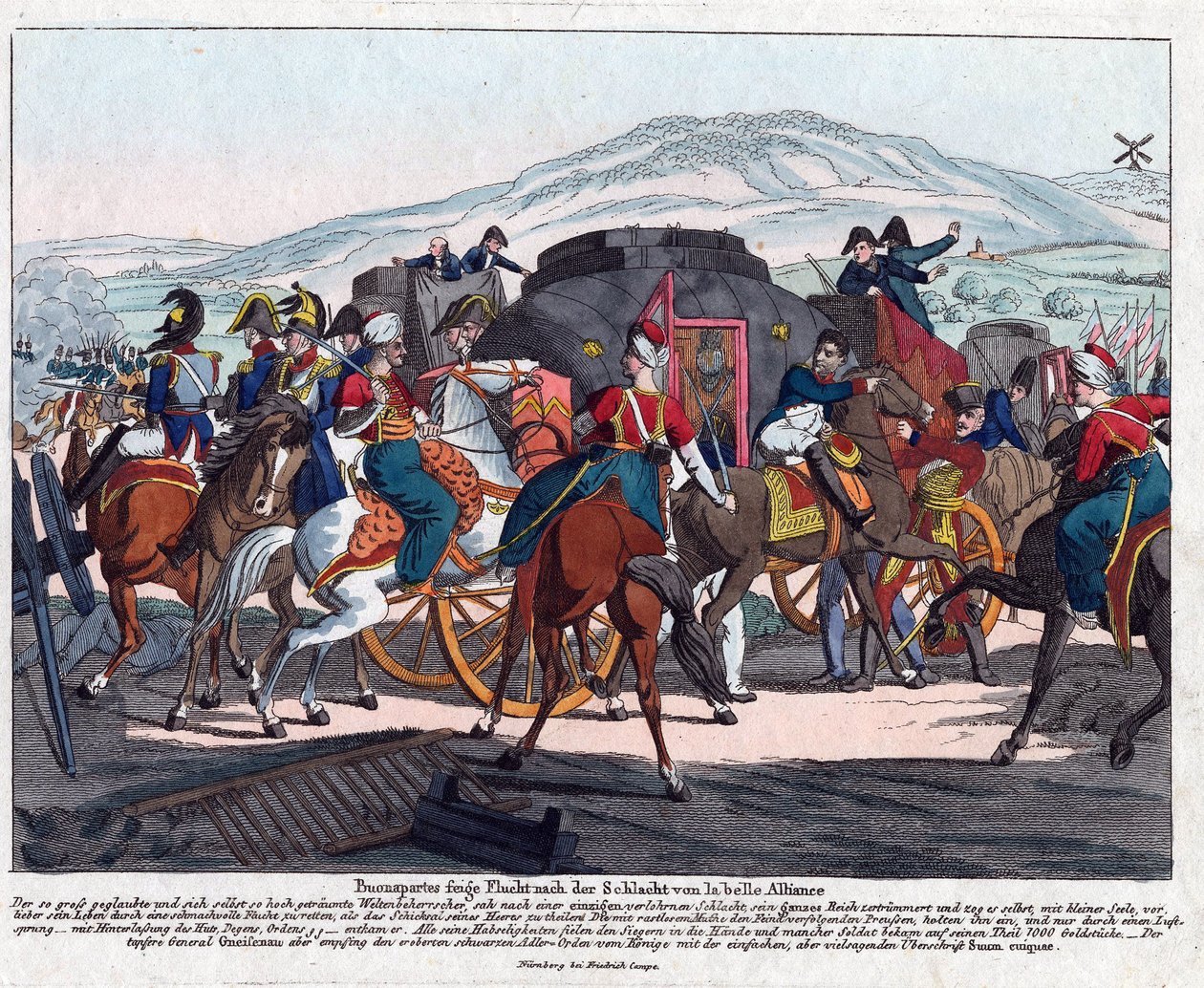 De vlucht van Napoleon na de Slag bij Waterloo (1815) door August Friedrich Andreas Campe