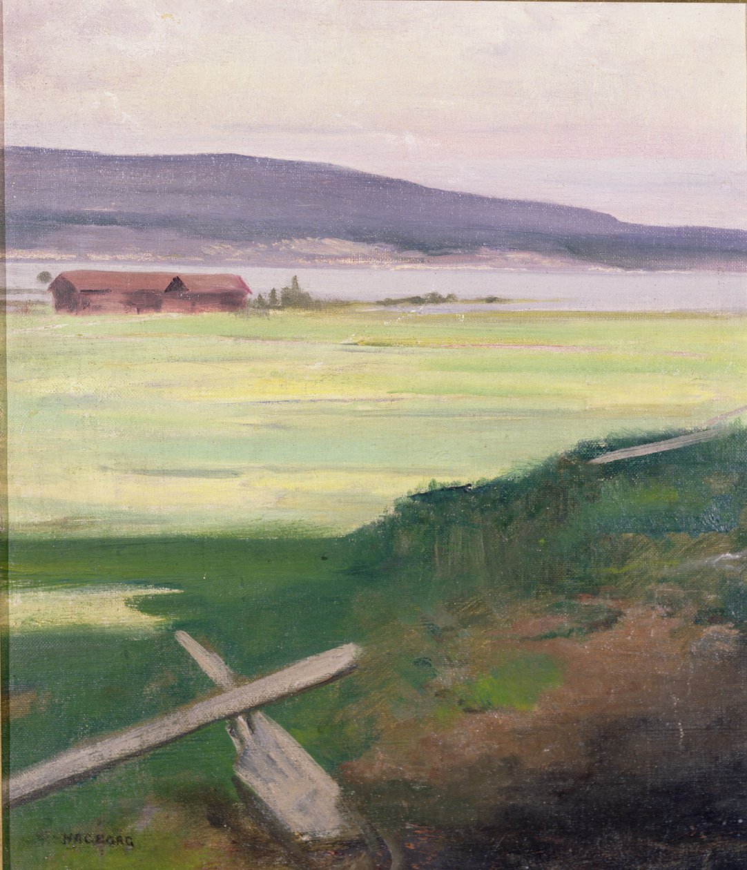 Landschap met een hek, Norrland, Zweden door August Hagborg