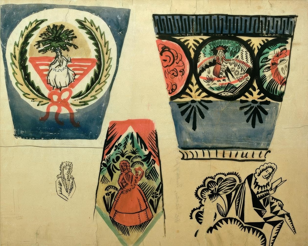 Drie vazen door August Macke