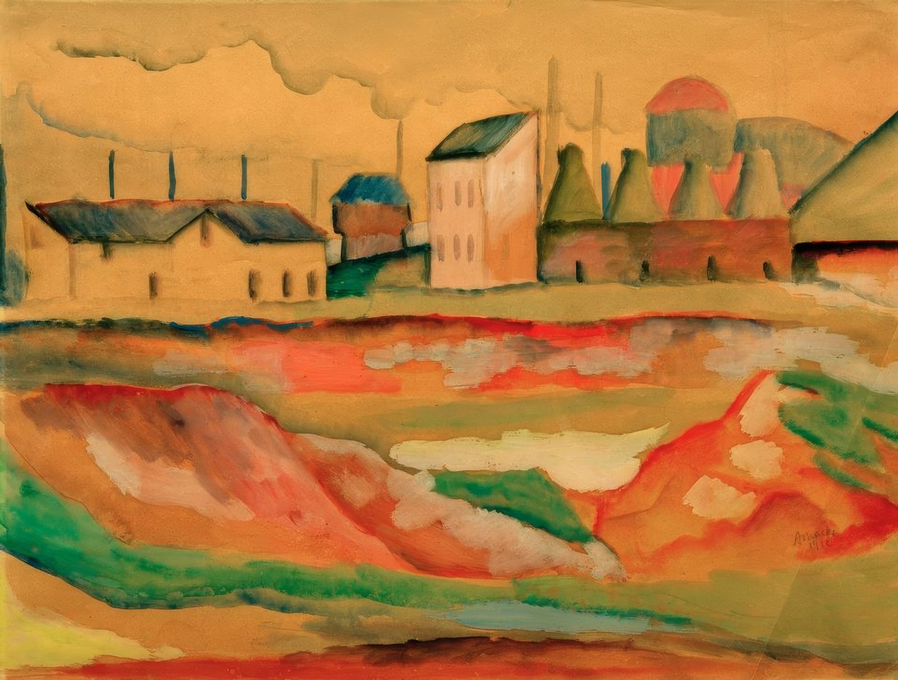 Fabriek (steenbakkerij) door August Macke