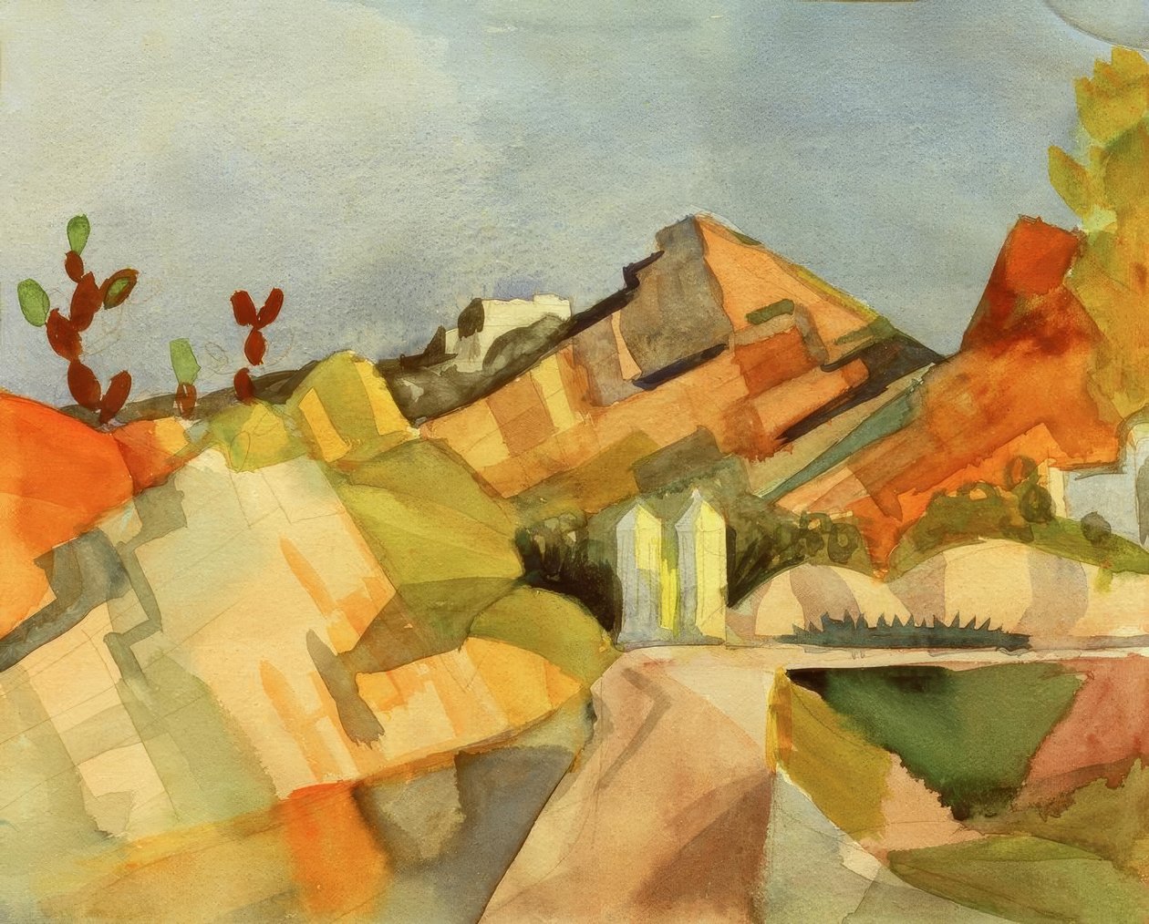Rotsachtig Landschap door August Macke