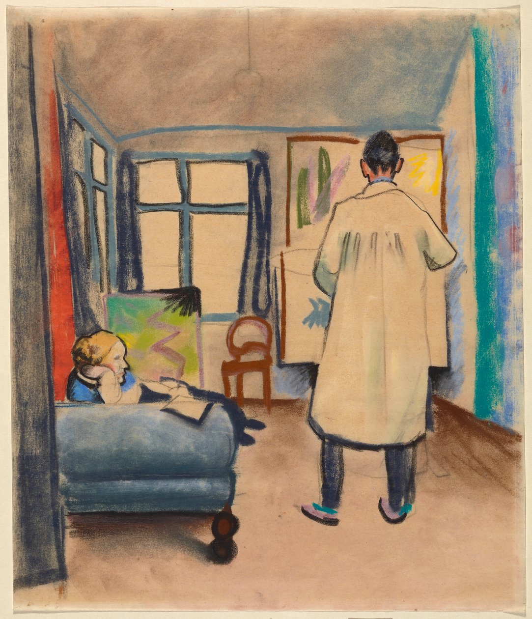 Franz en Maria Marc in het atelier van August Macke in Bonn door August Macke