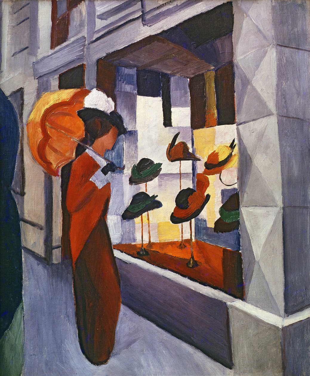 Voor de Hoedenwinkel, 1914 door August Macke