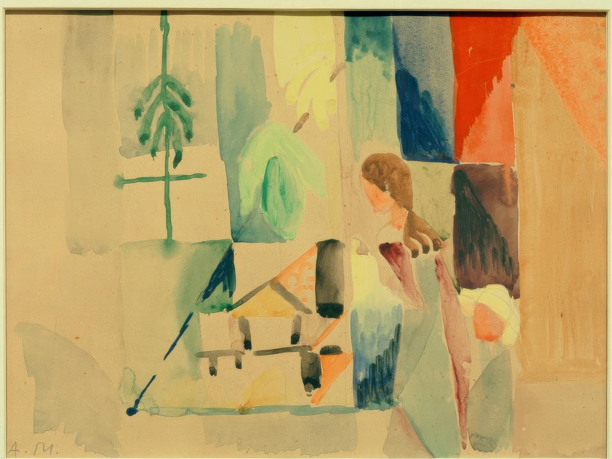 Kinderen bij de groentewinkel II door August Macke