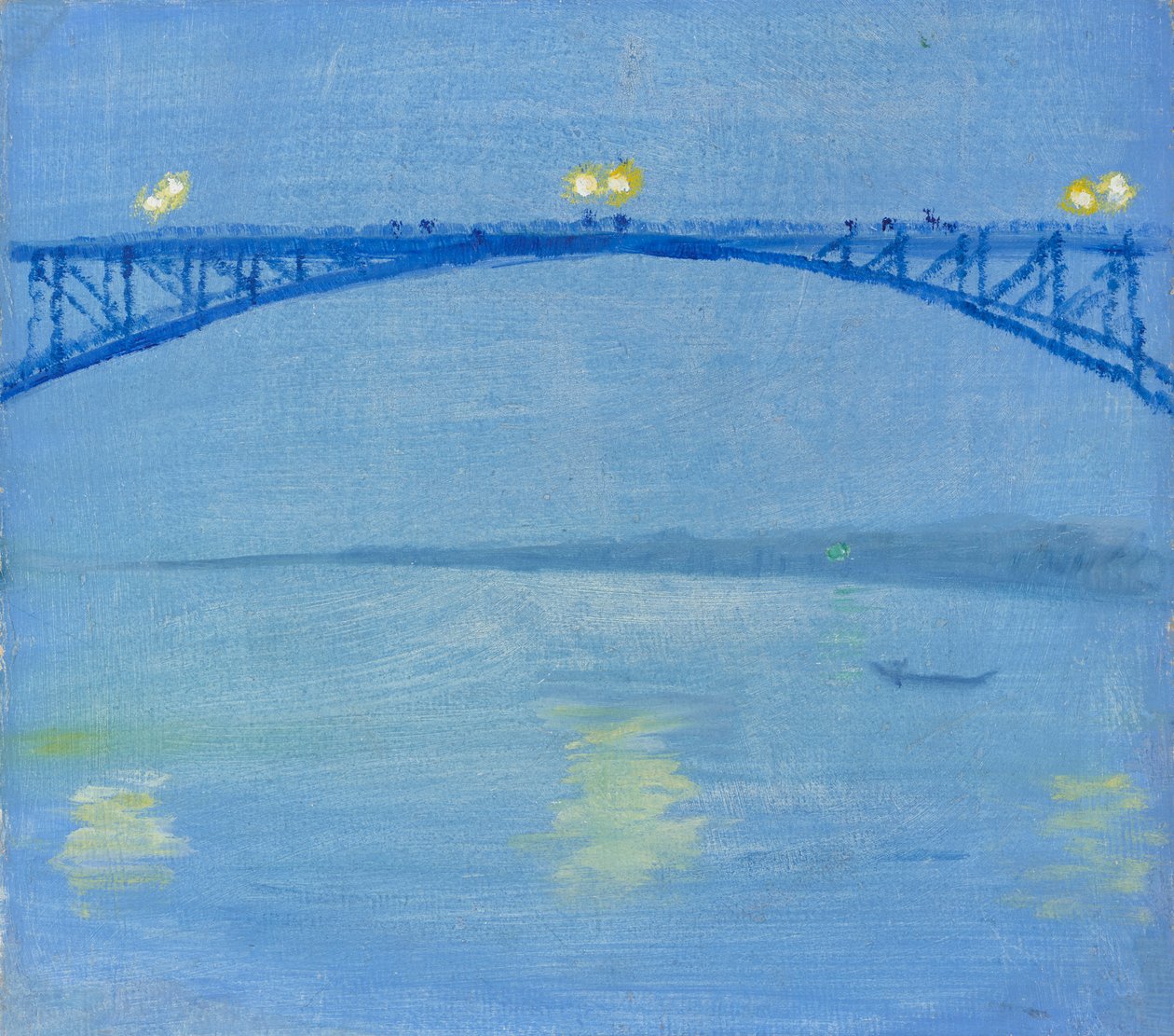 De Rijnbrug ’s avonds door August Macke