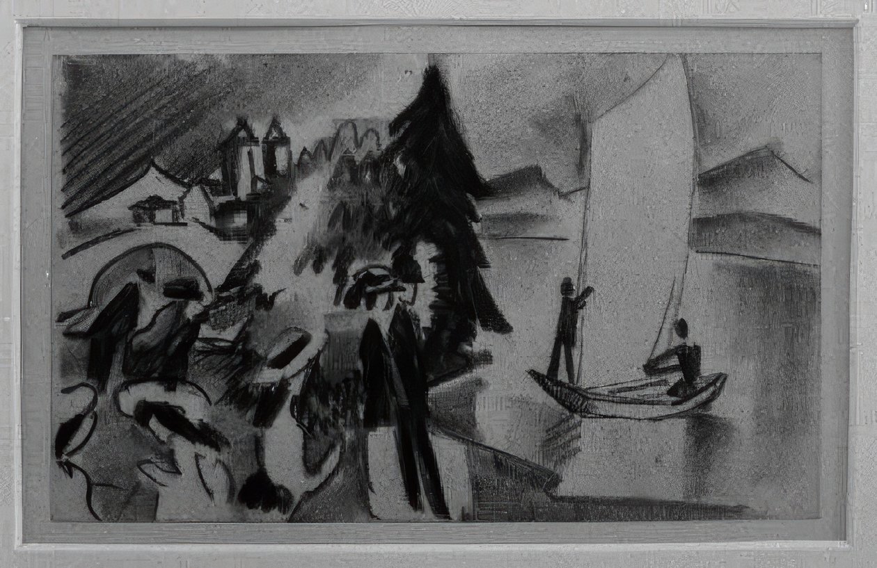 Studie voor Gele Zeil door August Macke