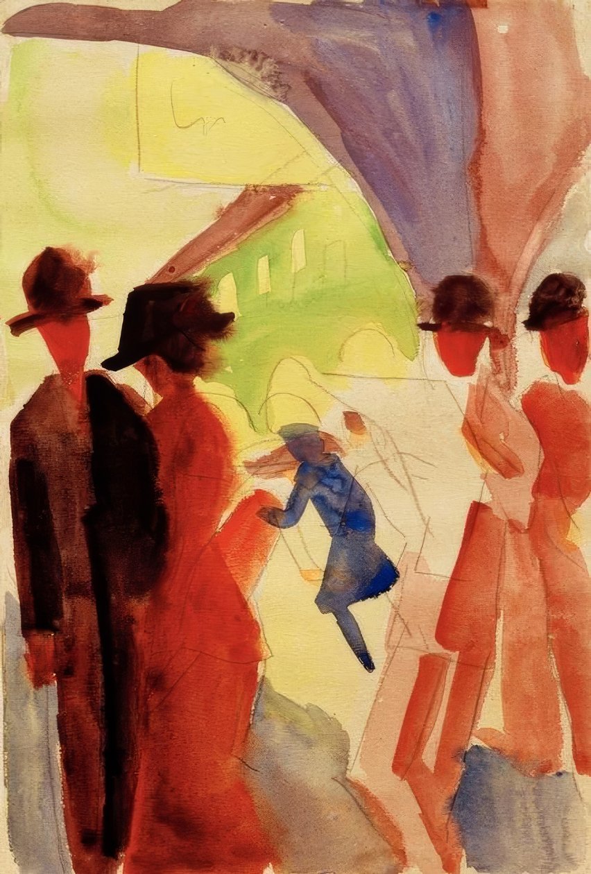 Onder de arcades in Thun I door August Macke