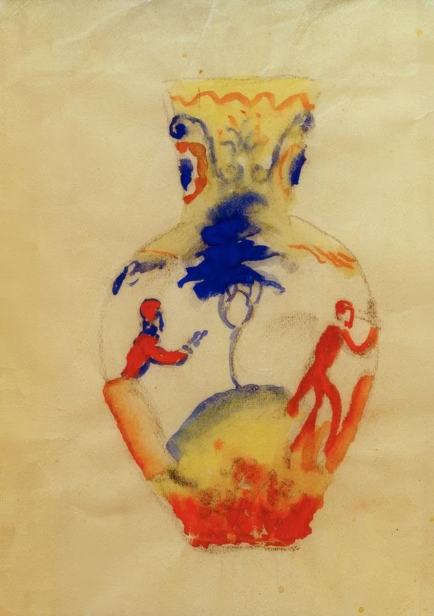 Vaas met twee figuren door August Macke