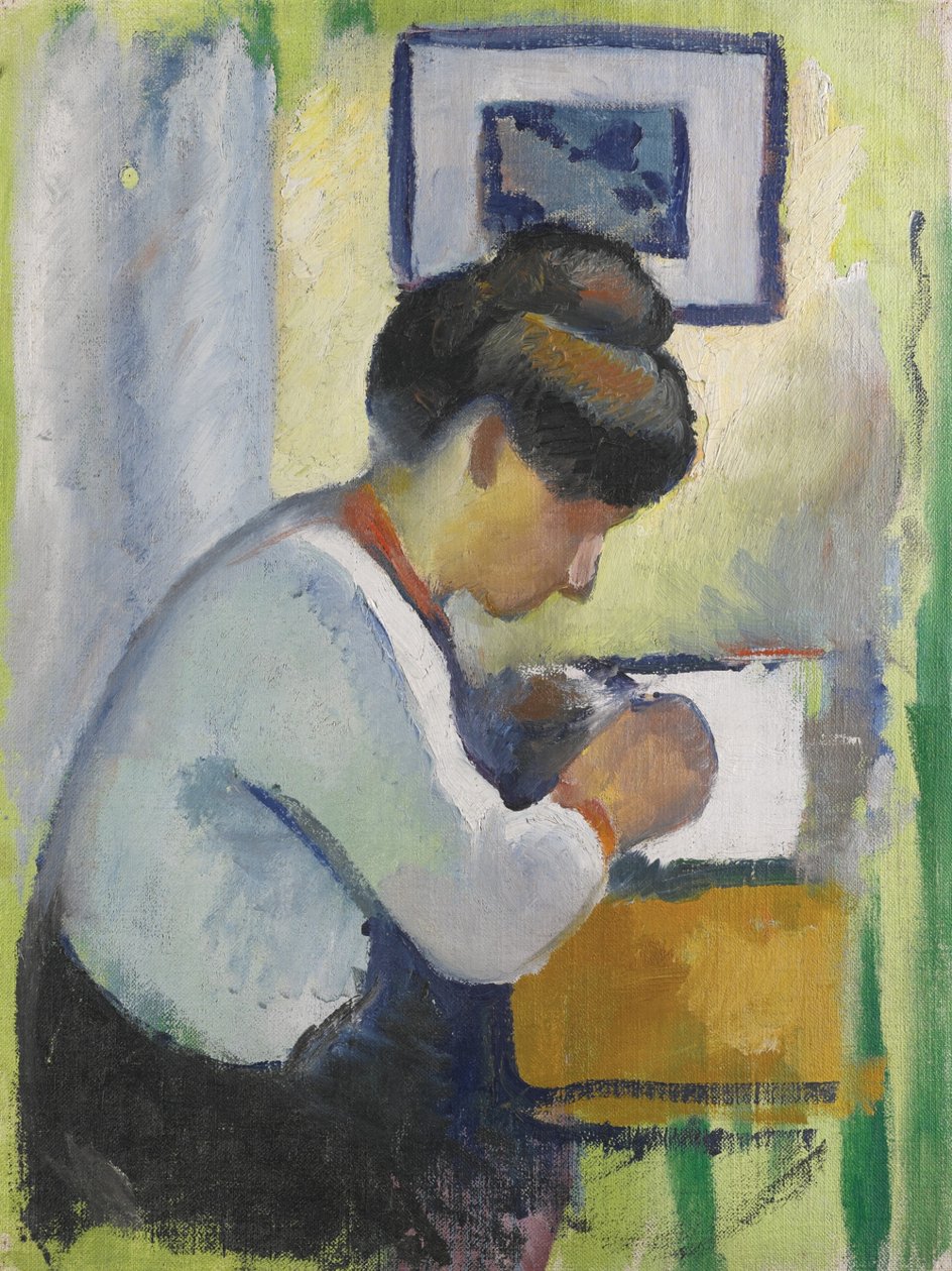 Vrouw schrijft door August Macke