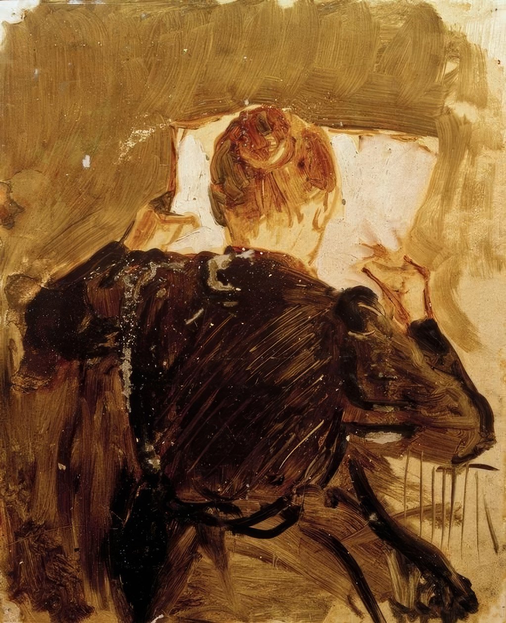 Vrouw die krant leest door August Macke