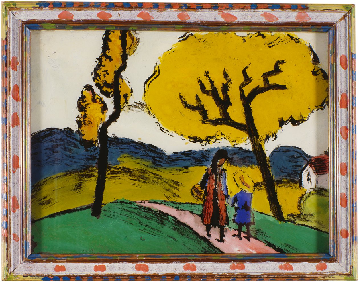 Twee meisjes in een landschap door August Macke