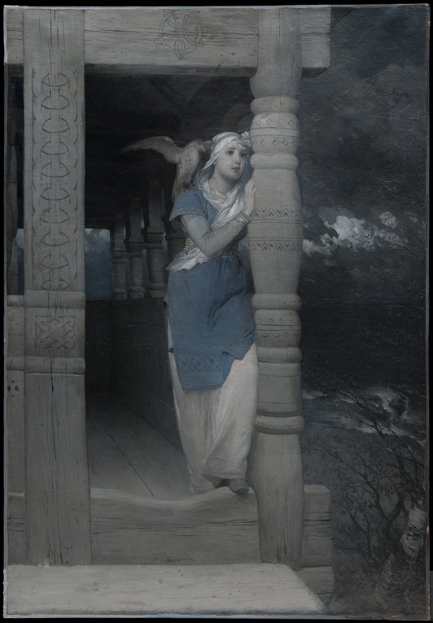 "Ingeborgs klaagzang", illustratie voor een nieuwe uitgave van de „Saga van Frithiof“ door Esaias Tegnér, verschenen in 1888 door August Malmström