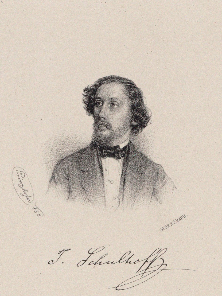 Portret van de pianist en componist Julius Schulhoff 1825-1898, 1850 door August Prinzhofer