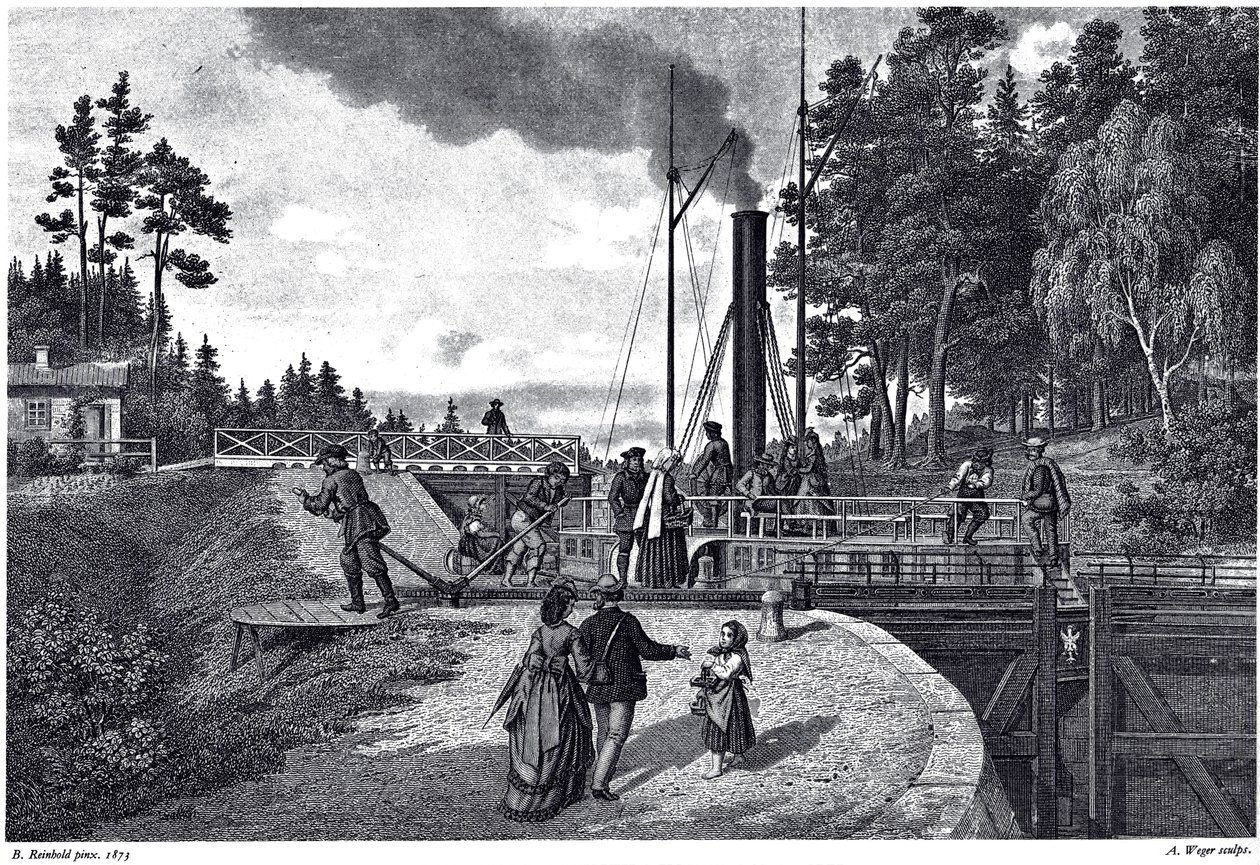 Uitzicht op de Juustila-sluizen in Finland, 1873 door August Weger