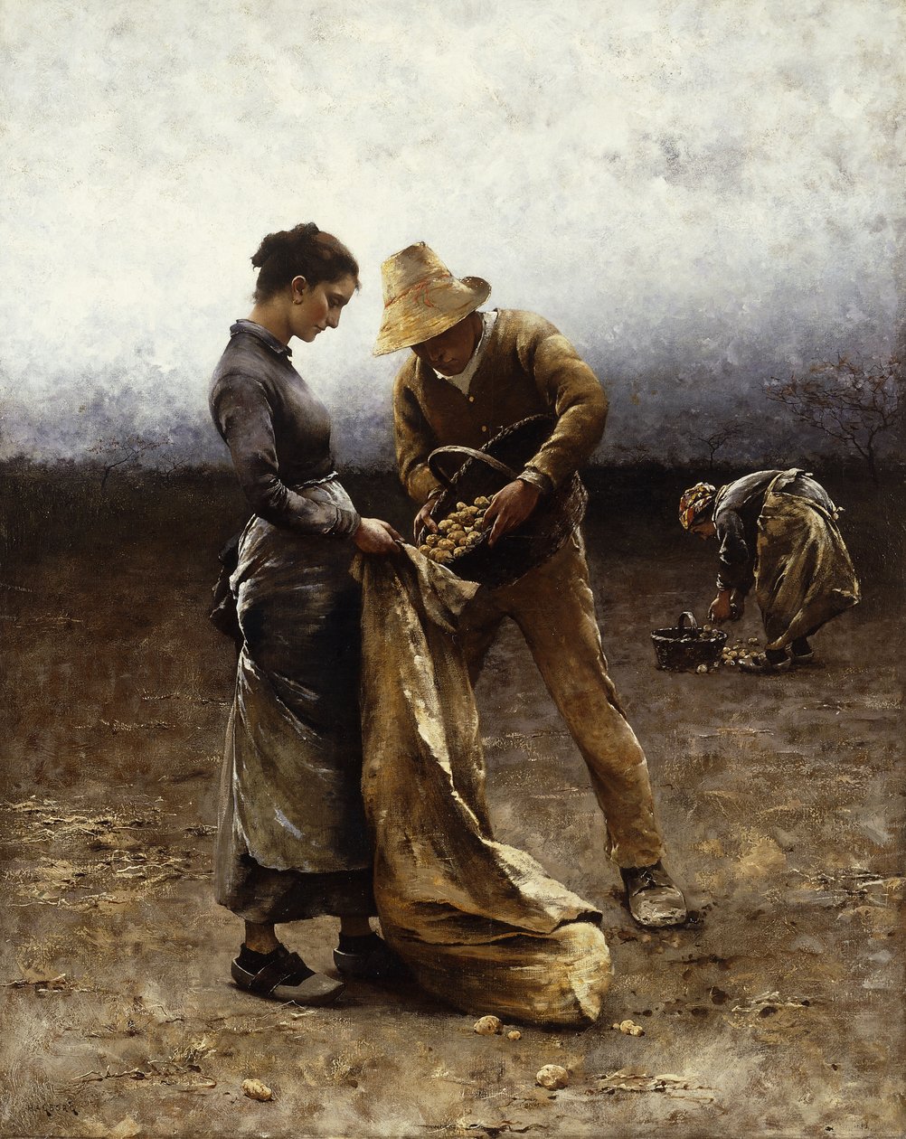 De aardappelverzamelaars door August Wilhelm Nikolaus Hagborg