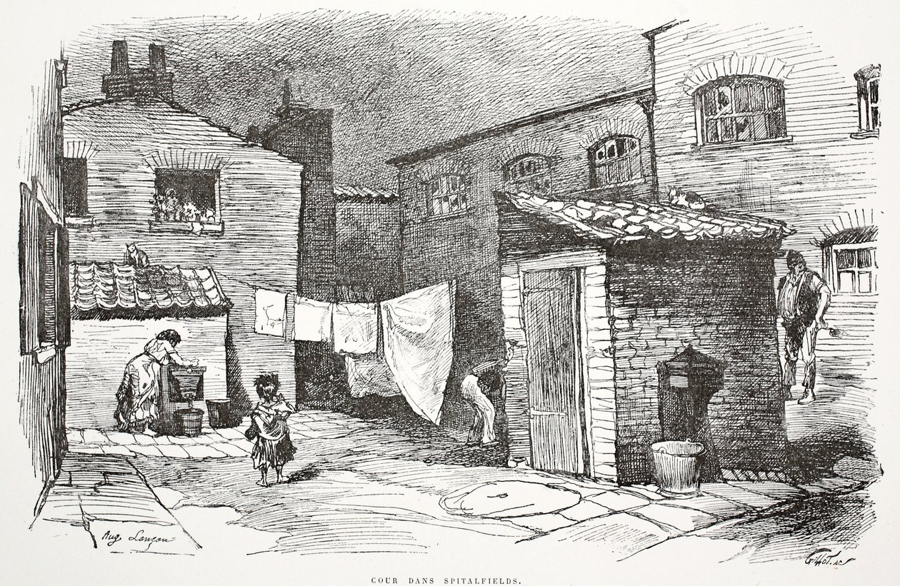 Binnenplaats in Spitalfields, illustratie uit 