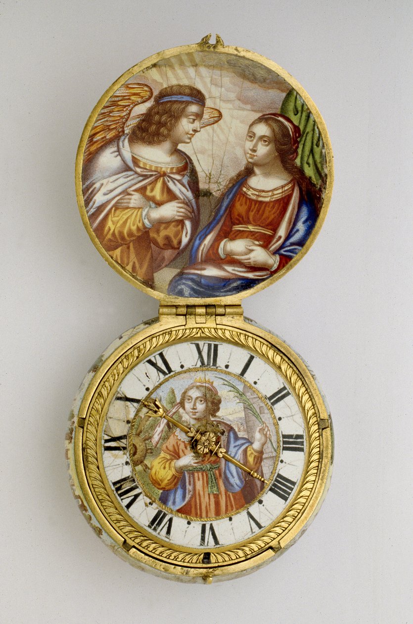 Gouden en Emaille Horloge, ca. 1650 door Auguste Bretonneau