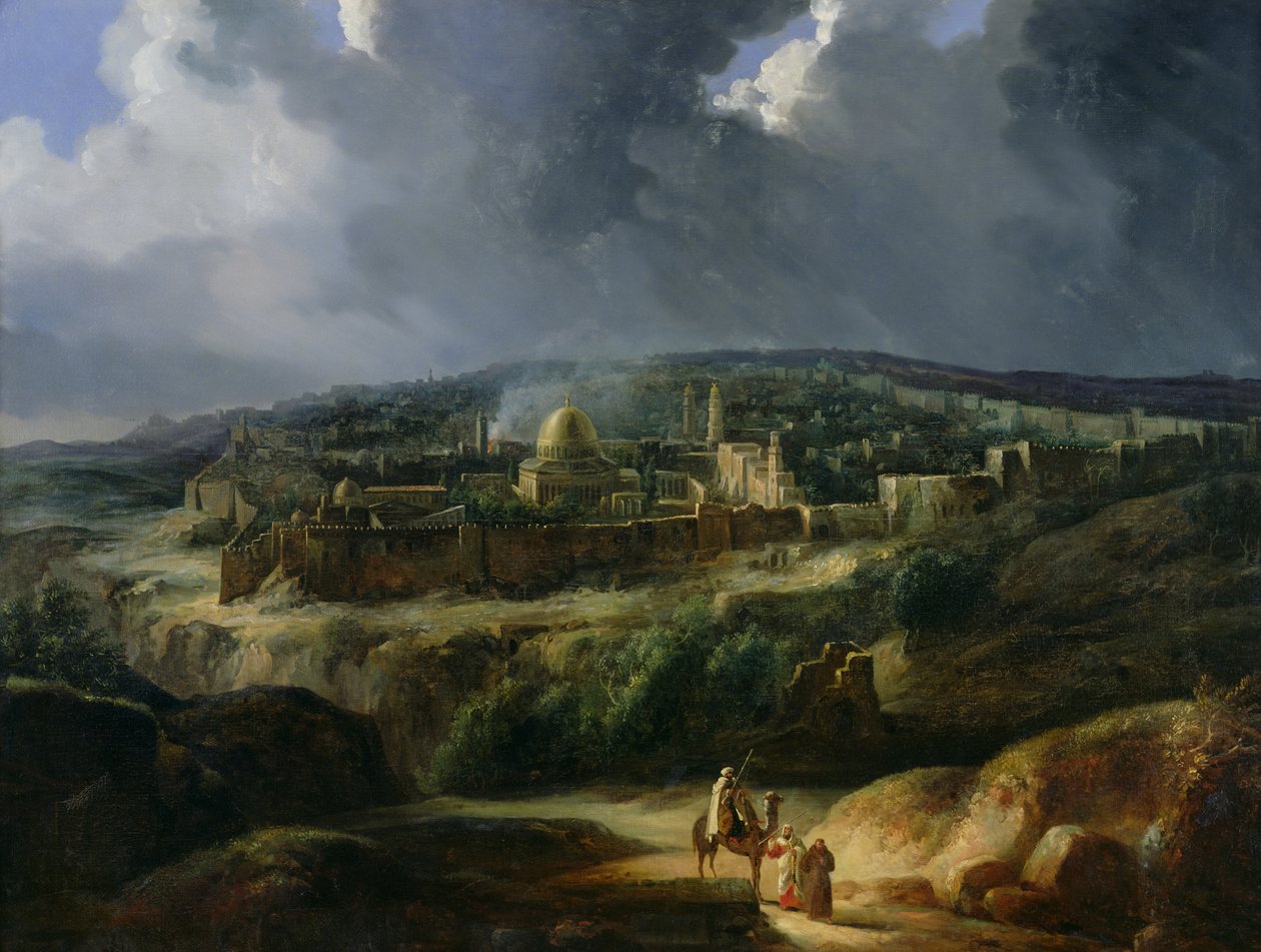 Uitzicht op Jeruzalem vanuit de Vallei van Josafat, 1825 door Auguste Forbin