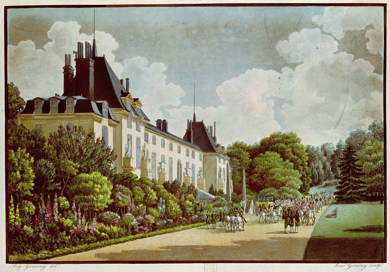 Uitzicht op het Chateau de la Malmaison naast het park, uit 