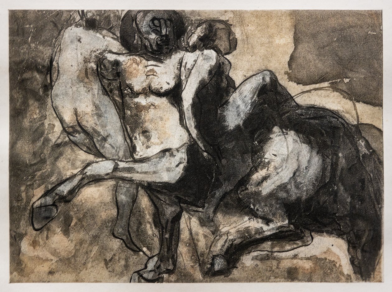 Centaur ontvoert twee vrouwen door Auguste (after) Rodin