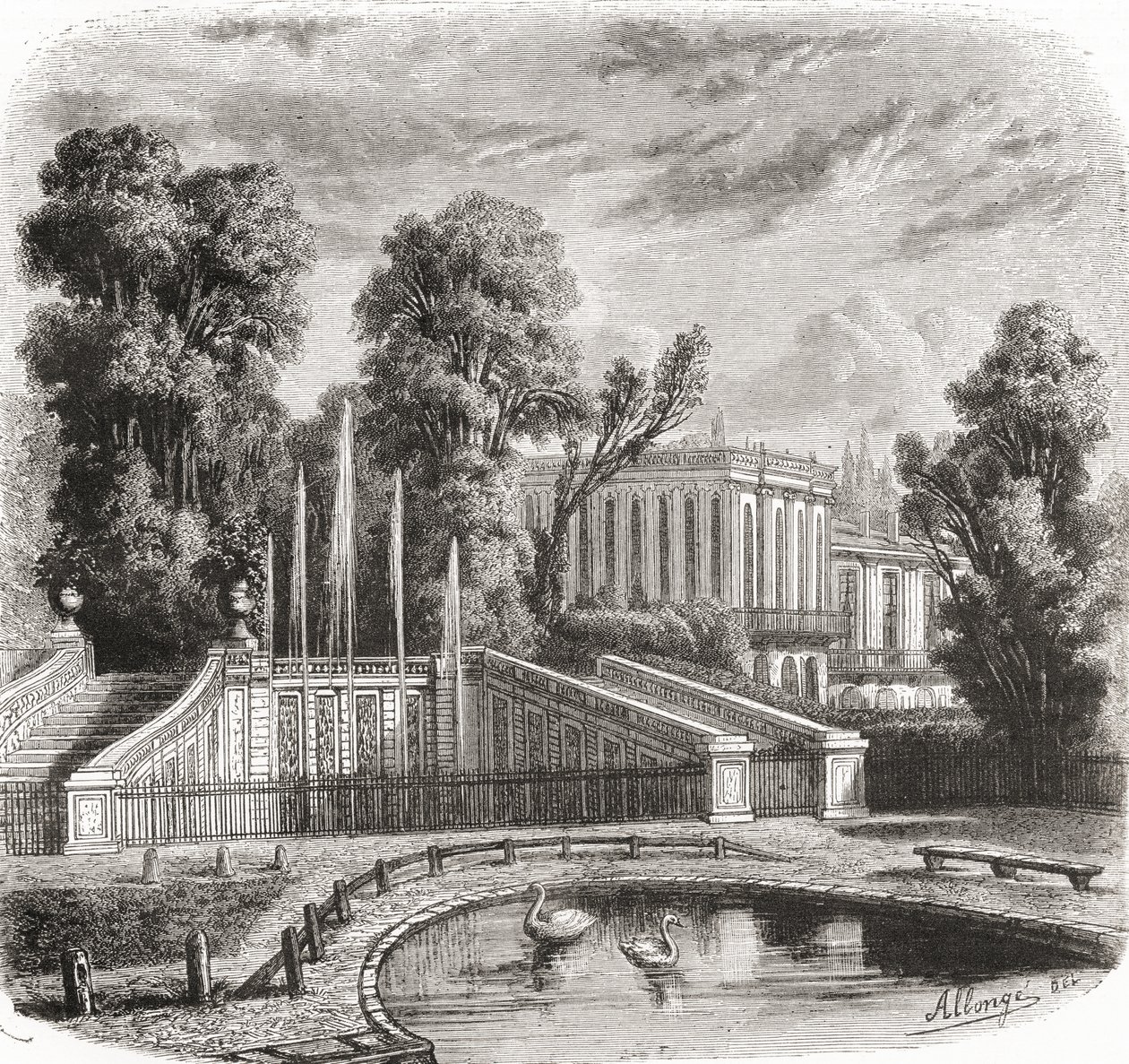Le Petit Trianon in Versailles, Frankrijk, 19e eeuw door Auguste Allonge