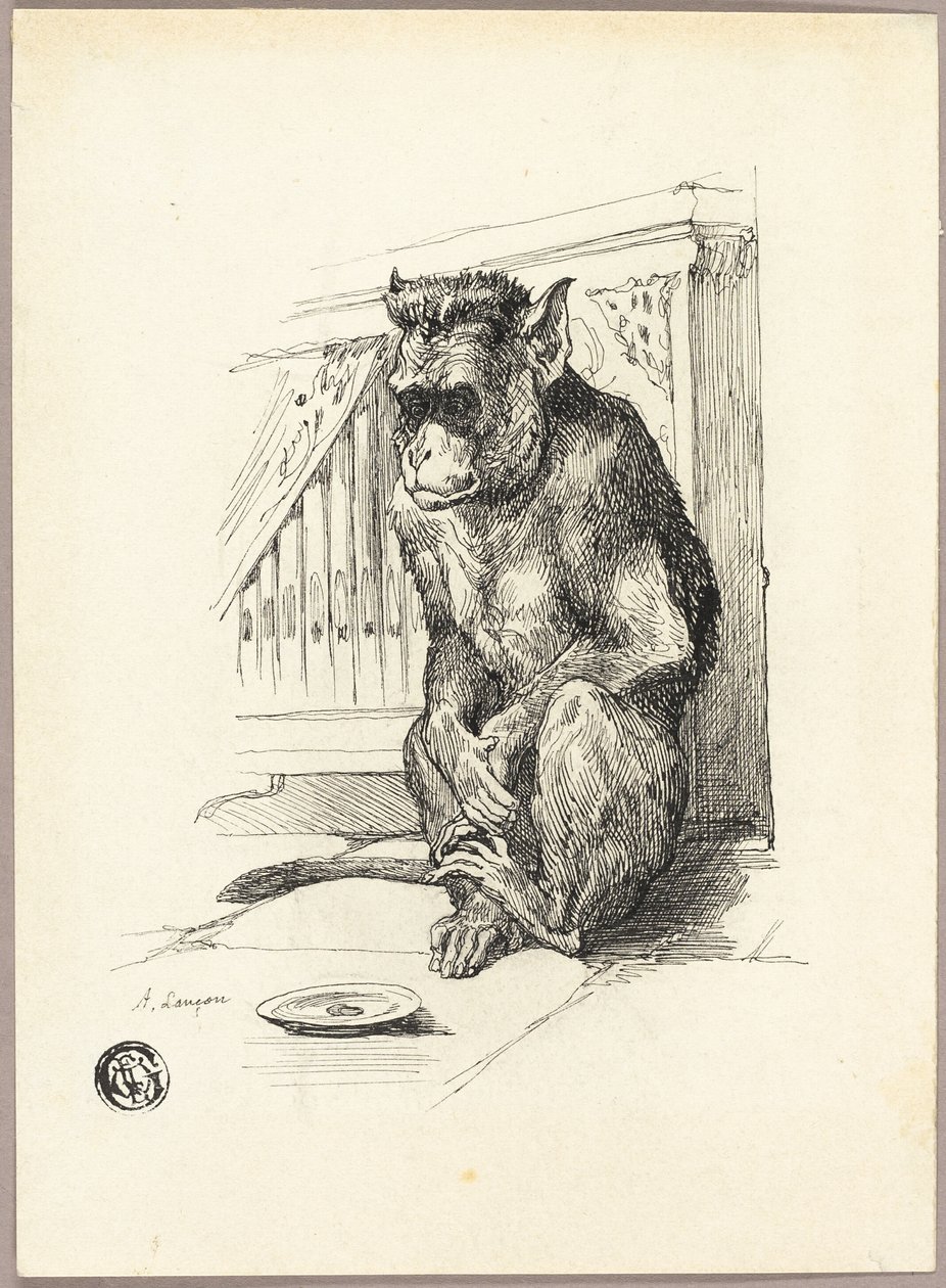 Bedelende aap door Auguste Andre Lancon