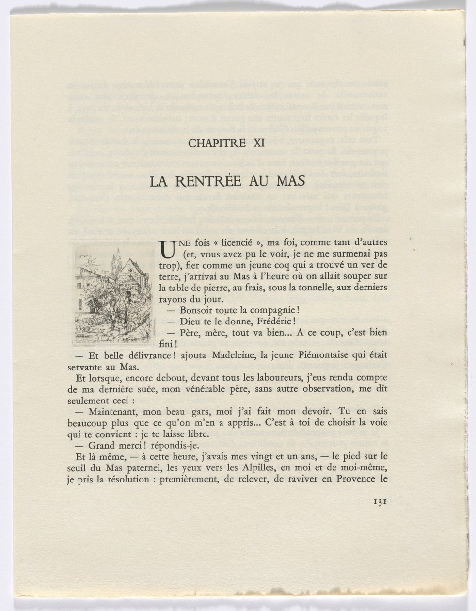 Frédéric Mistral: Mémoires et Recits van Frédéric Mistral: gebouwen en bomen (pagina 131) door Auguste Brouet