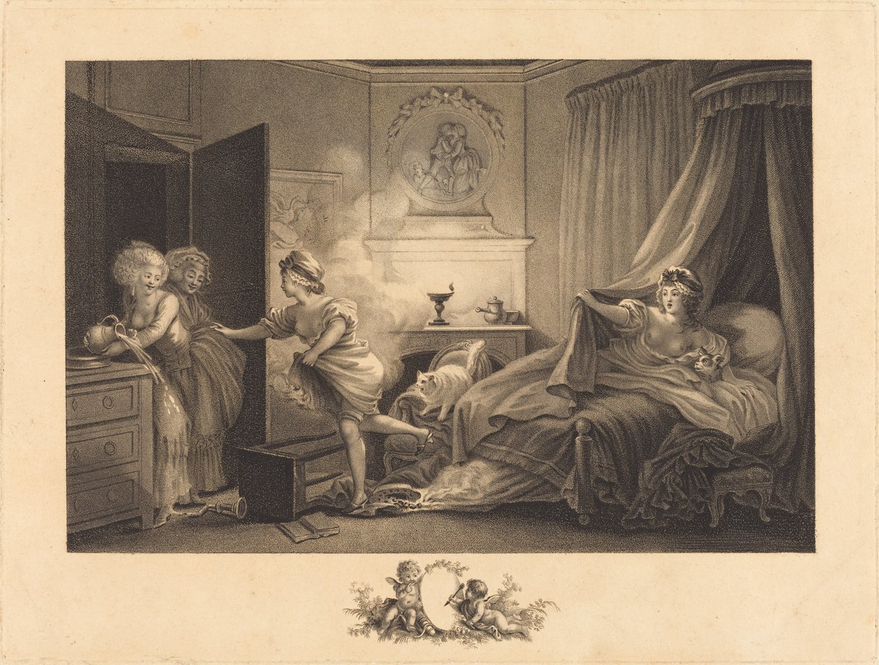 Mijn hemd brandt door Auguste Claude Simon Legrand after Jean Honoré Fragonard