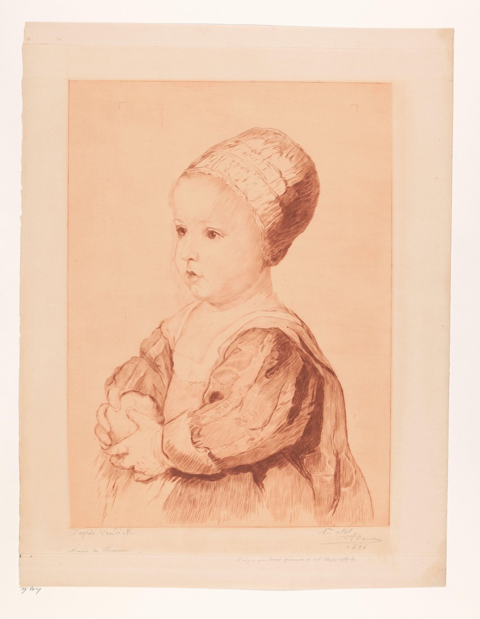 Portret van een onbekend kind door Auguste Danse (signed by artist)