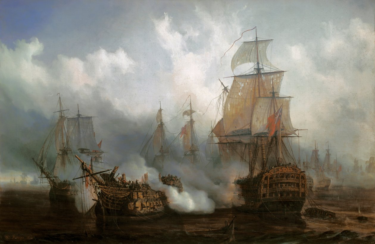 De Redoutable in de Slag bij Trafalgar, 21 oktober door Auguste Etienne Francois Mayer