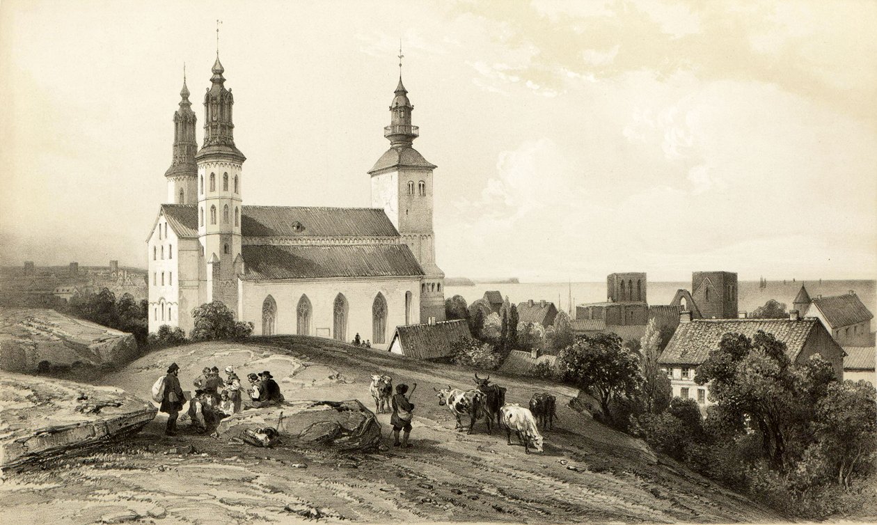 Kerk van St Mary in Wisby door Auguste Etienne Francois Mayer