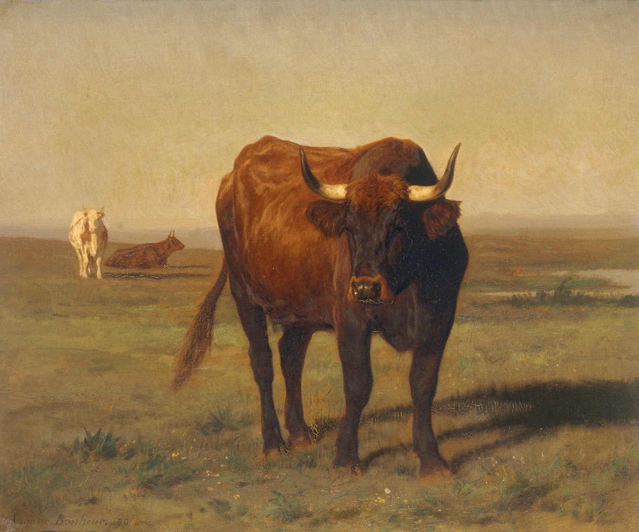Vee in landschap door Auguste Francois Bonheur