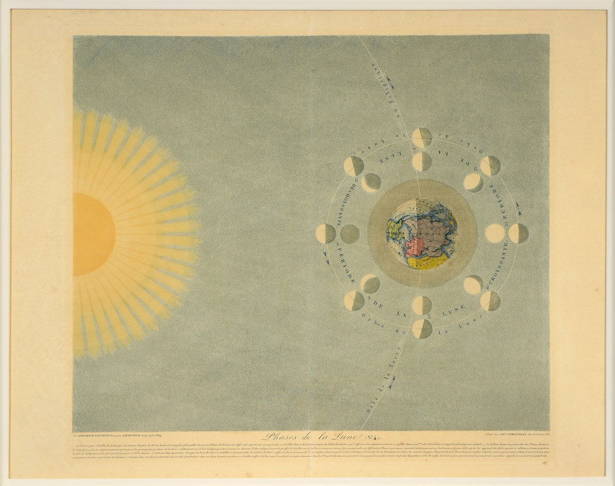 Fasen van de maan nr. 4, uitgegeven 1839 door Auguste Henri Dufour