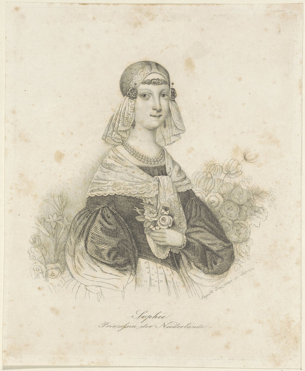 Portret van Sophie, prinses der Nederlanden door Auguste Hüssener