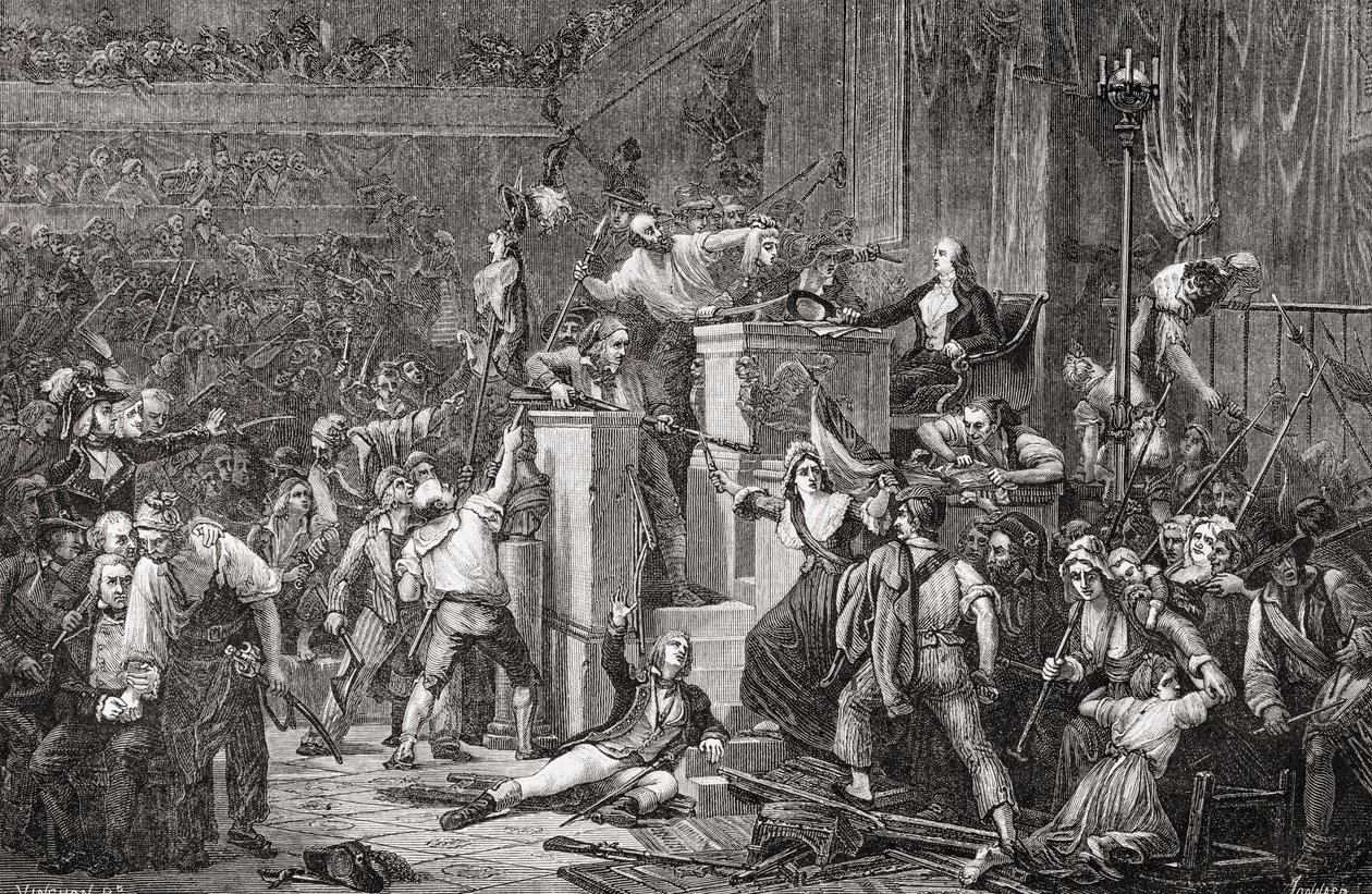 Het hoofd van Feraud op het Tribunaal, 20 mei 1795, Jaar III, gegraveerd door Jonnard uit 