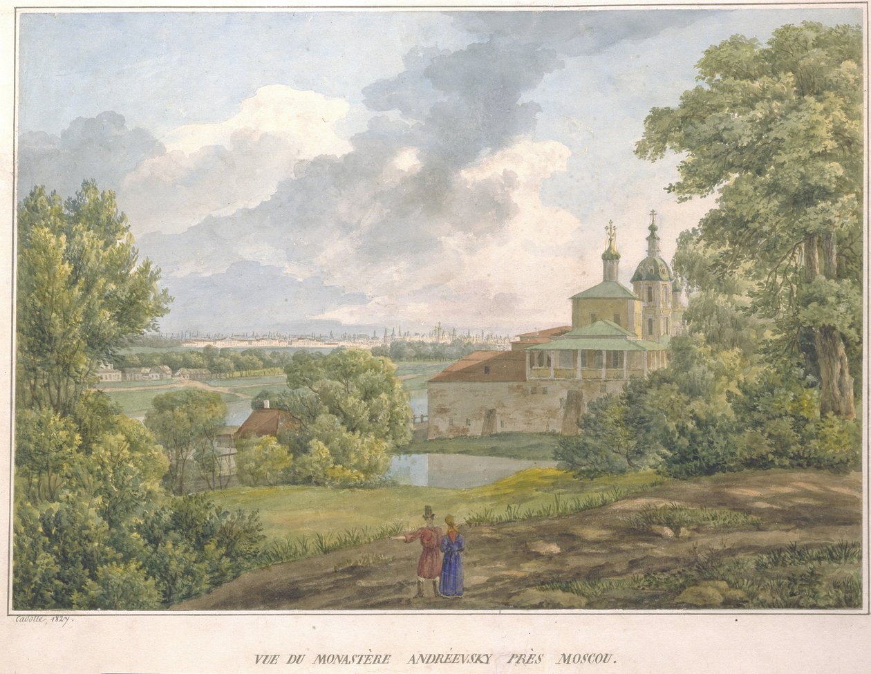 Uitzicht op Moskou vanaf de Sparrow Hills. Het Andreevsky-klooster door Auguste Jean Baptiste Antoine Cadolle