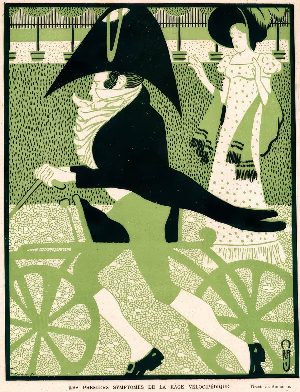 De eerste symptomen van fietswoede door Auguste Jean Baptiste Roubille