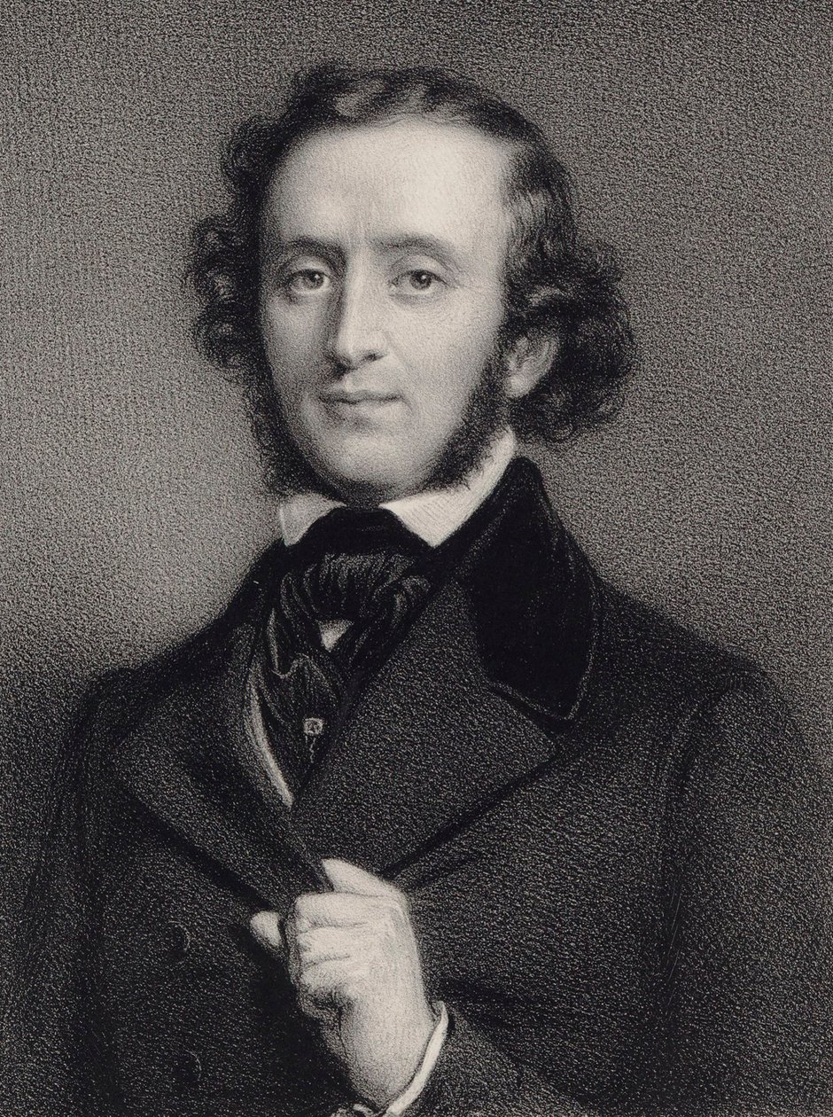 Portret van de pianist en componist Felix Mendelssohn Bartholdy 1809-1847 door Auguste Lemoine