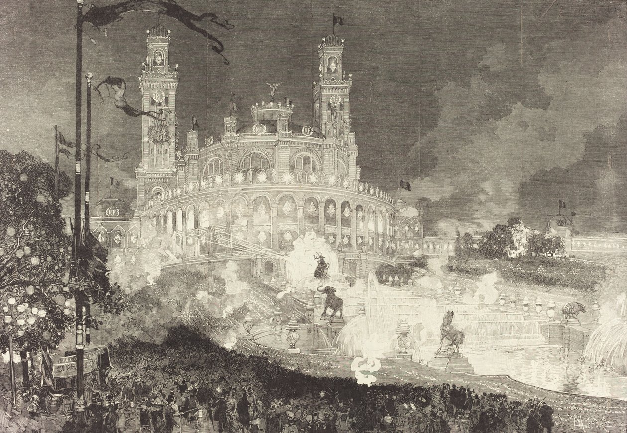 14 Juillet. Verlichting van het Palais du Trocadéro, 1883 door Auguste Lepere
