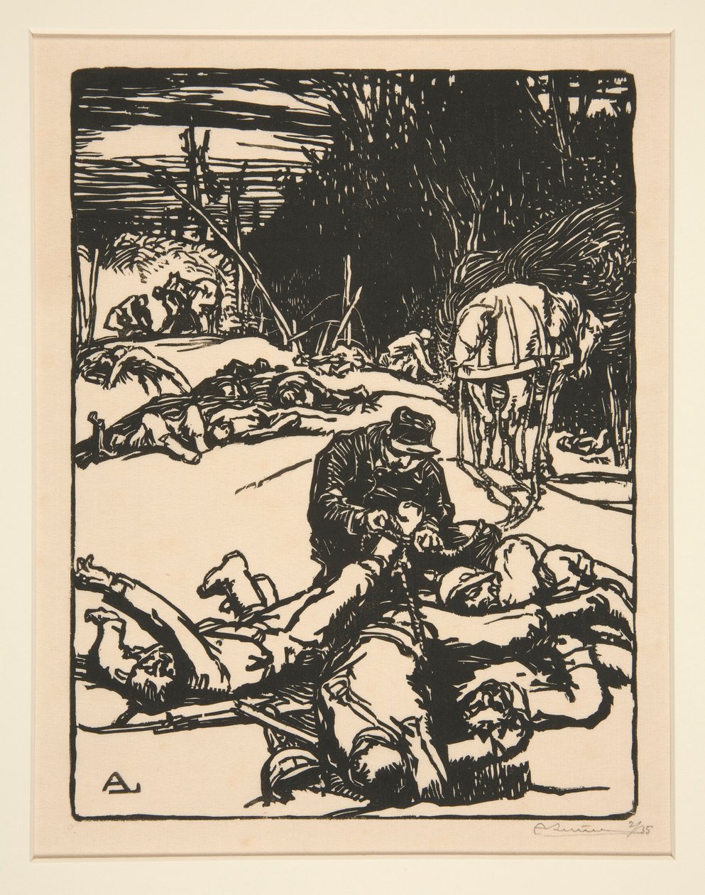 Na de strijd, uit La Guerre de 1914, eerste serie, nr.14 door Auguste Lepere