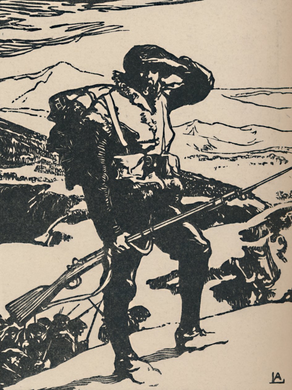 Chasseur Alpin kijkt naar de Rijnvlakte, 1919 door Auguste Louis Lepère