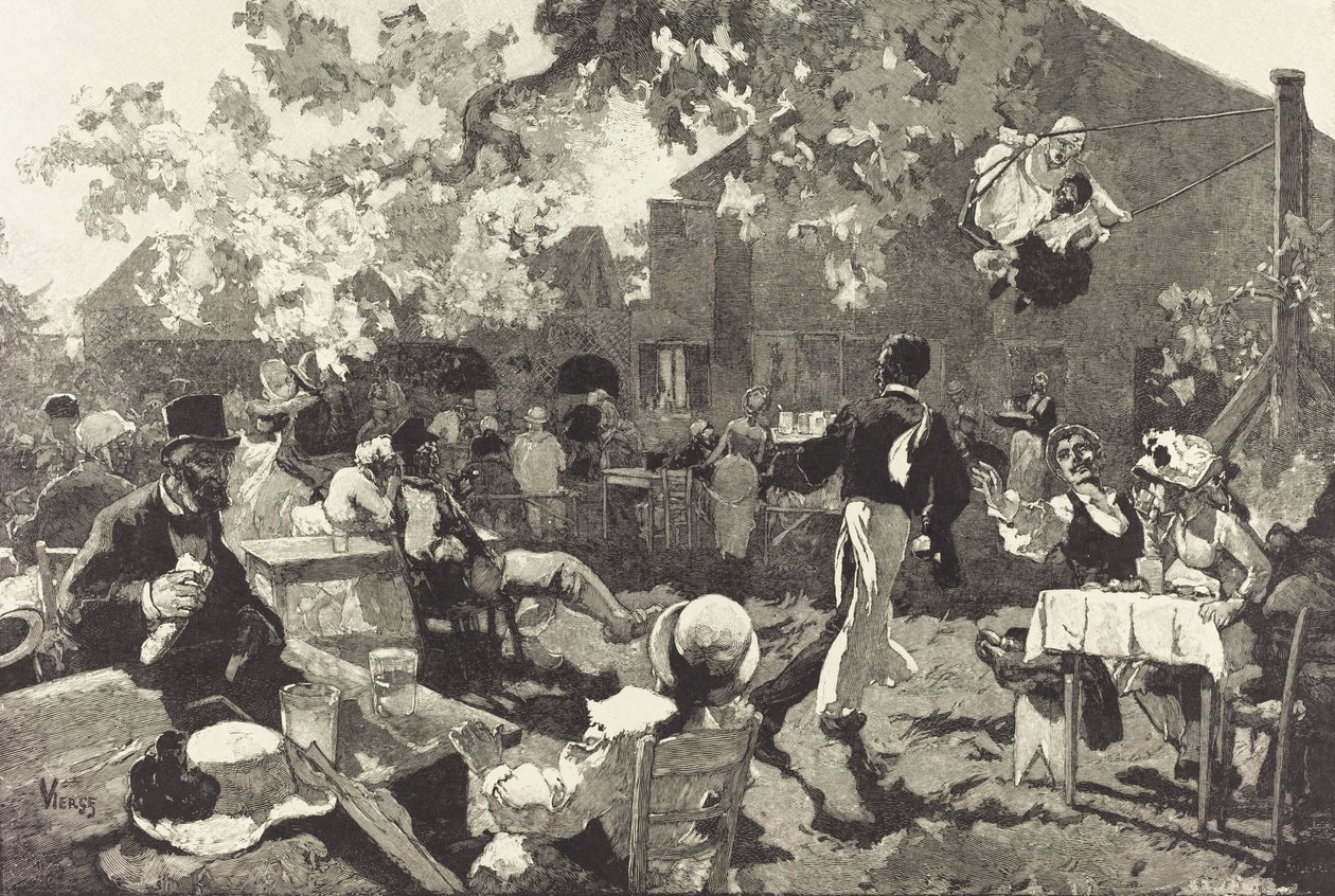 Le Cabaret du Coq de Bruyère au Bois de Meudon, 1888 door Auguste Lepere
