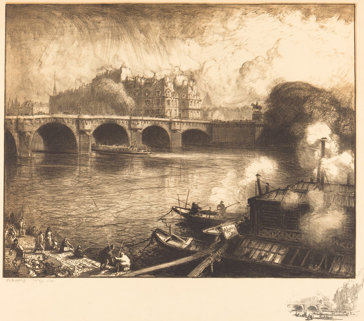 Le Pont Neuf door Auguste Lepere