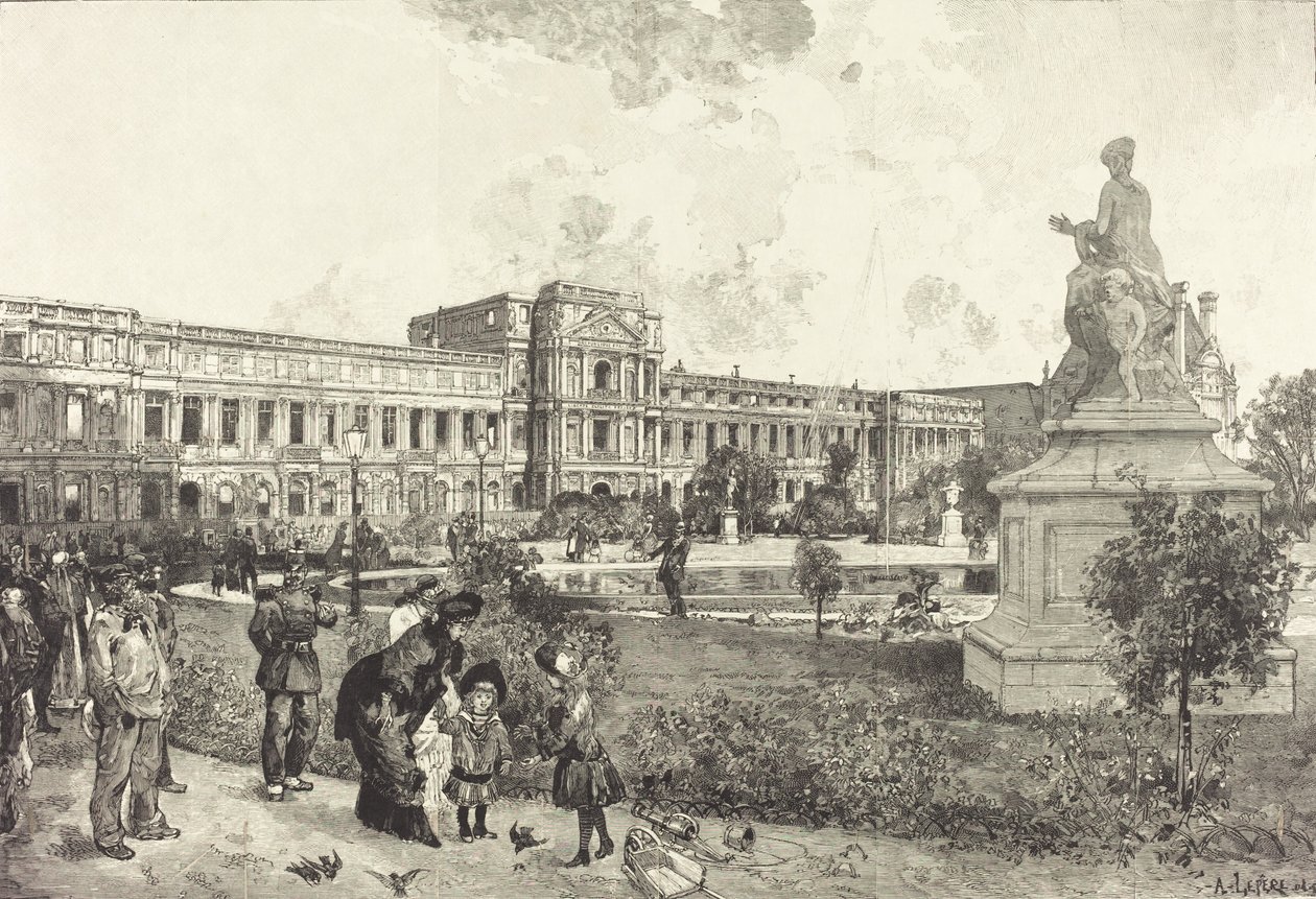 De ruïnes van het Palais des Tuilleries voor hun sloop, 1883 door Auguste Lepere