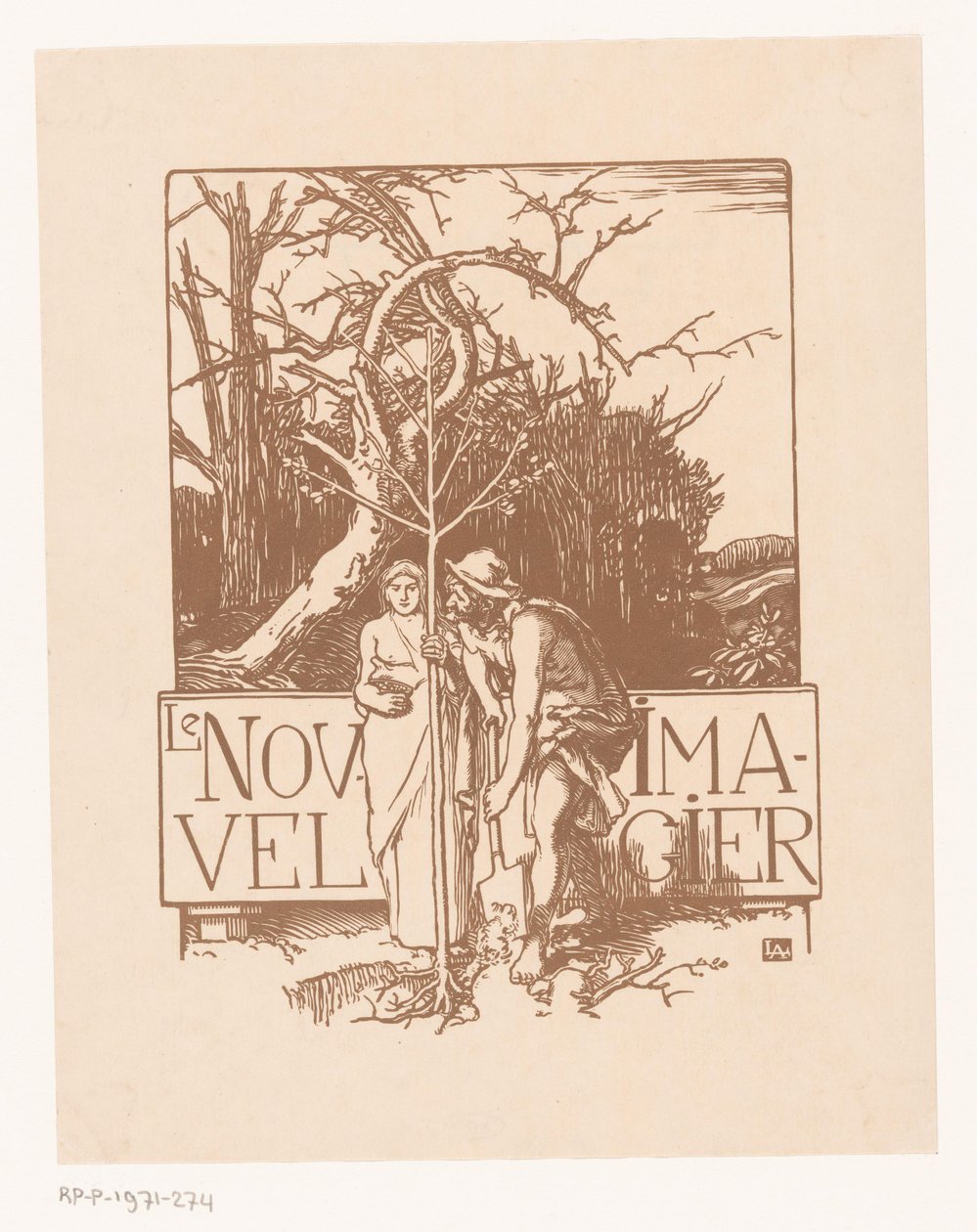 Man en vrouw planten samen een jonge boom door Auguste Lepere