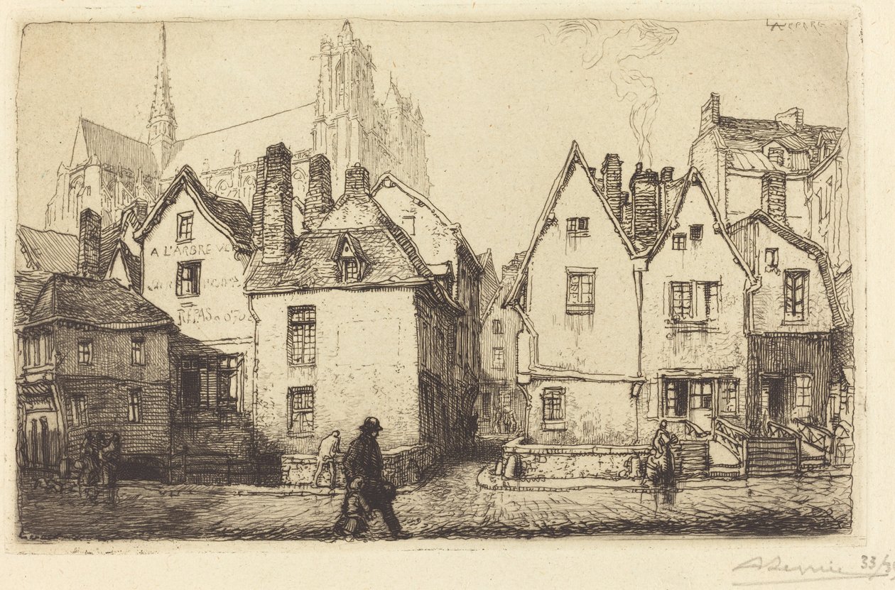 Oude Huizen in Amiens door Auguste Lepere