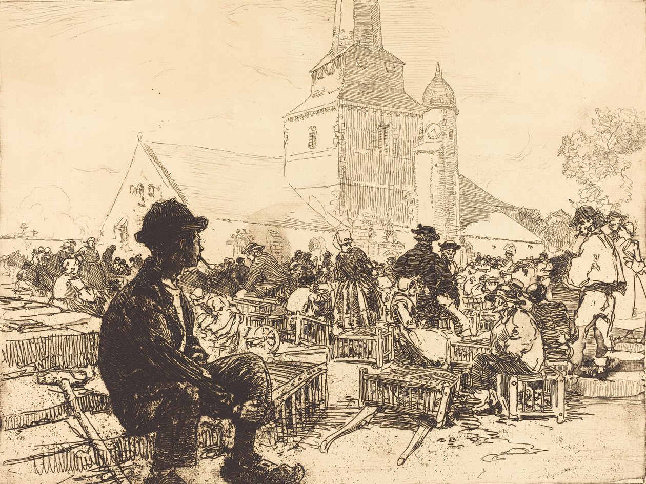 Pluimveemarkt in St.-Jean-de-Mont Marche à la volaille, à St.-Jean-de-Mont, 1892 door Auguste Lepere