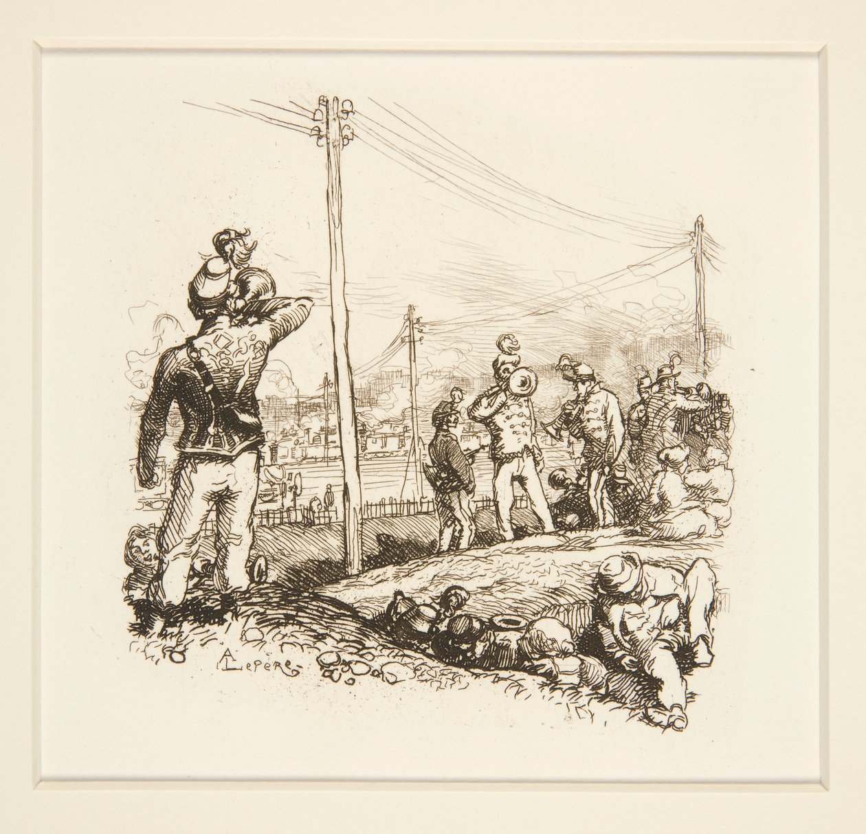 Soldaten met trompetten door Auguste Lepere