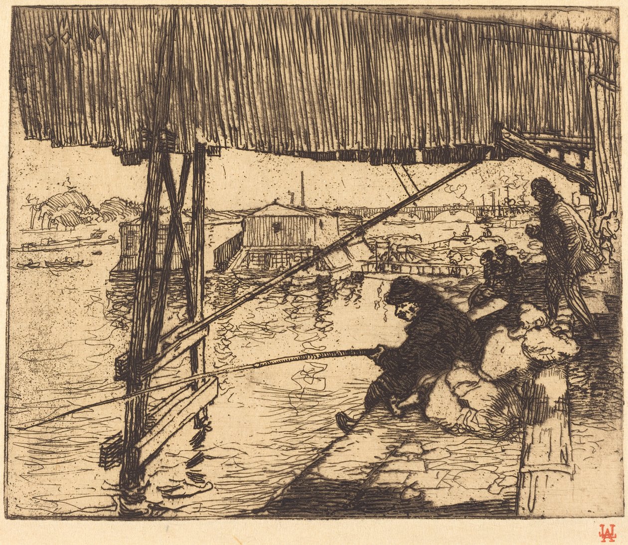 Onder de Brug van Bercy door Auguste Lepere