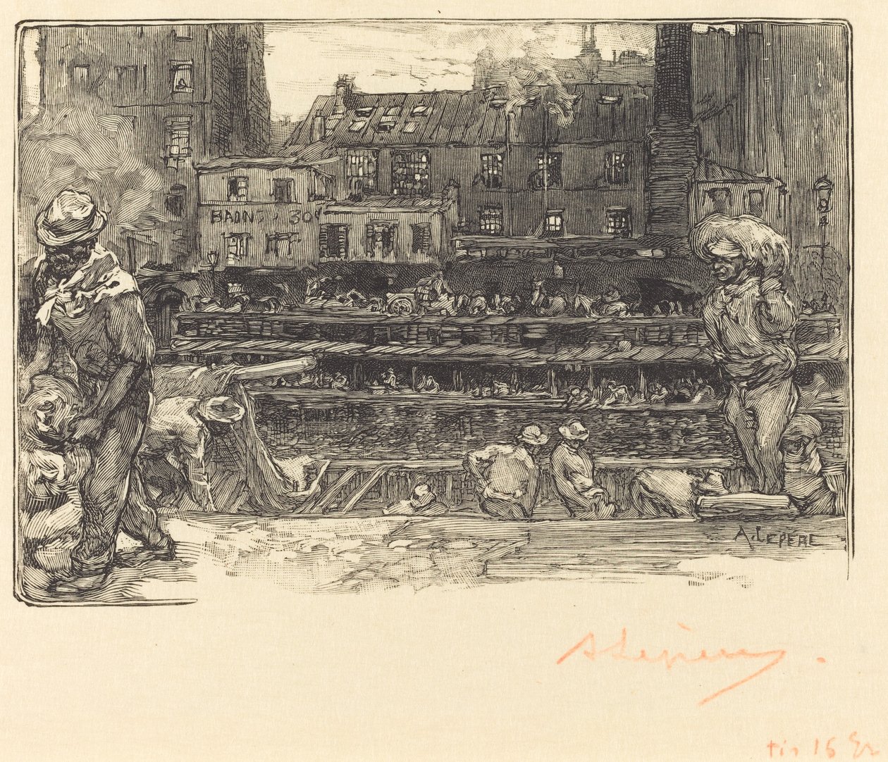 Lossen, Canal Saint-Martin door Auguste Lepere